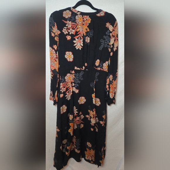Free People Miranda Floral Printed Black Whimsigoth Boho Midi Dress Women's 12 - Picture 9 of 9